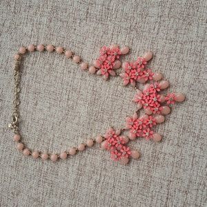 J.Crew Blush and Hot Pink Floral Cascading Cluster Necklace